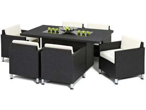 

2017 New Fancy Outdoor Black Rattan Wicker 6 Seater classic rattan dining table set