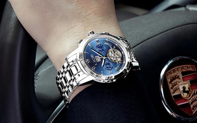 Топ люксовый бренд LIGE мужские s часы автоматические механические часы мужские полностью стальные бизнес водонепроницаемые спортивные часы Relogio Masculino