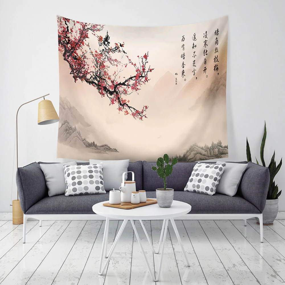 Китайская живопись настенный гобелен 150 см x 130 см украшения для дома Gongbi Стиль Лотос пион горный настенный гобелен Декор