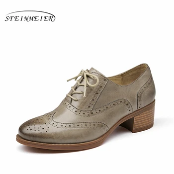 

Genuine sheepskin leather yinzo lady designer vintage Pumps shoes handmade oxford shoes for women brown black grey beige 2020