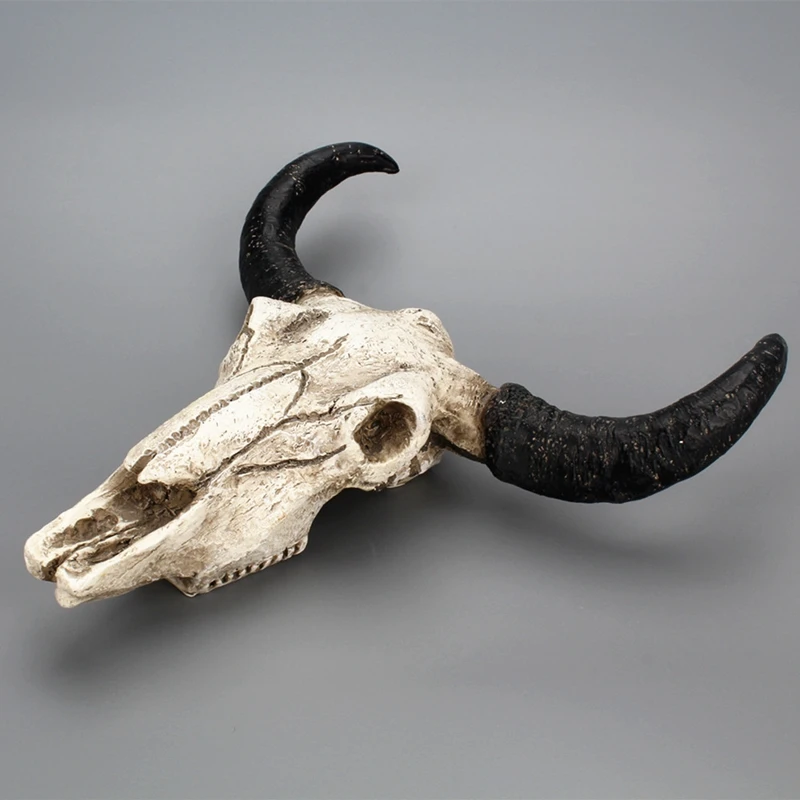 Длинные рога корова череп настенные Висячие Longhorn Steer 3D креативные Животные Скульптура дома смолы бык рога фигурки ремесла украшения