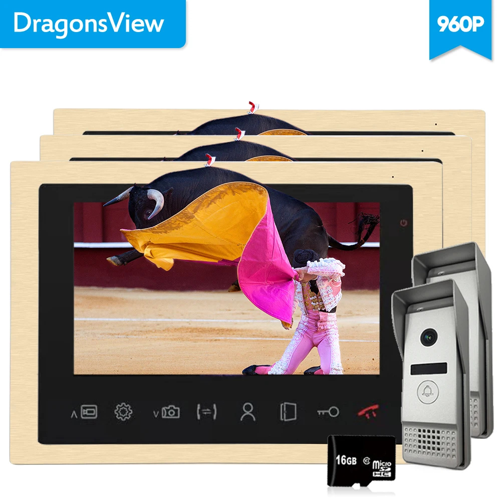 Dragonsview 10 inch 960P Wired Video Door Phone Doorbell Video Intercom Kit for a Private House Home security System 3v2 Record Dragonsview 10 inch 960P Wired Video Door Phone Doorbell Video Intercom Kit for a Private House Home security System 3v2 Record