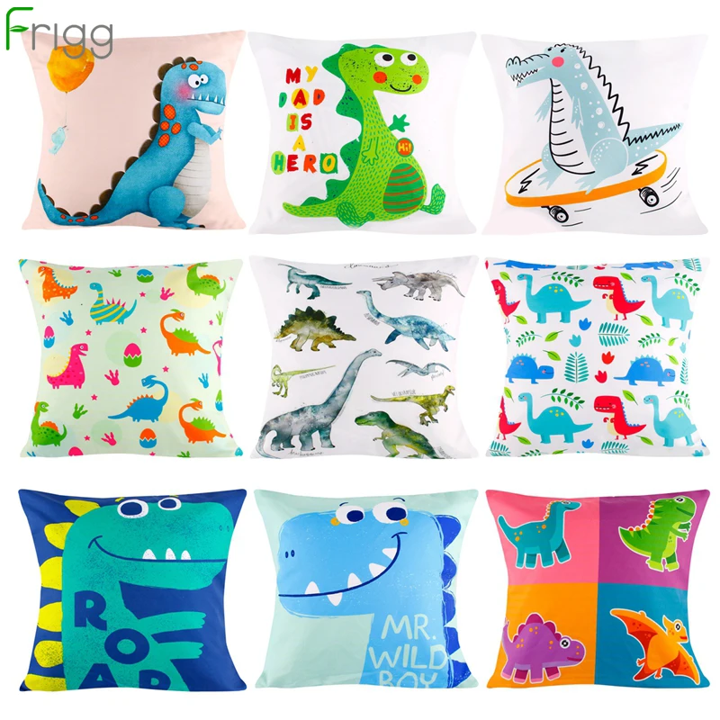 

FRIGG Cartoon Dinosaur Cushion Cover Cute Animal Polyester Throw Car Pillow Case Cover Dinosaur Decor Sofa Cushion Cover