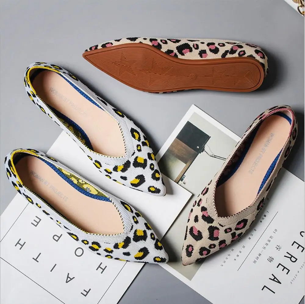 New Spring Women Flats Shoes Leopard Print Women Shoes Casual Single Shoes Ballerina Women Shallow Mouth Shoes SA65