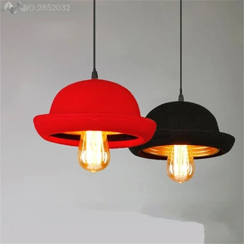 

JW_American Retro Hat Pendant Lamp Creative Cloth Pendant Light Aisle Coffee Shop Bar Restaurant Indoor Lighting Decor Fixture