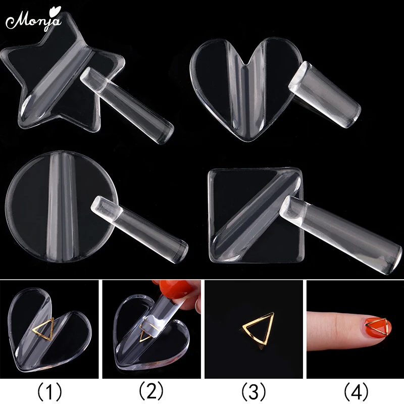  Monja Nail Metal Slice Rivets Studs Curve Shaping Mold Clear Round Square Star Heart Acrylic DIY Pr