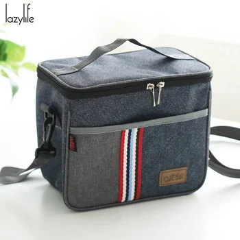 

LAZYLIFE Denim Lunch Bag Kid Bento Box Insulated Pack Picnic Drink Food Thermal Ice Cooler Leisure Accessories Supplies Product