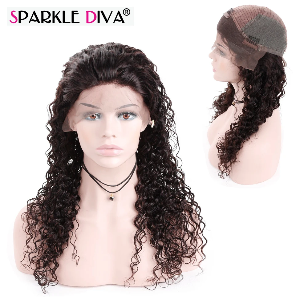 Sparkle Diva Peruvian Remy Natural Color Deep Wave Lace Front Wigs 10