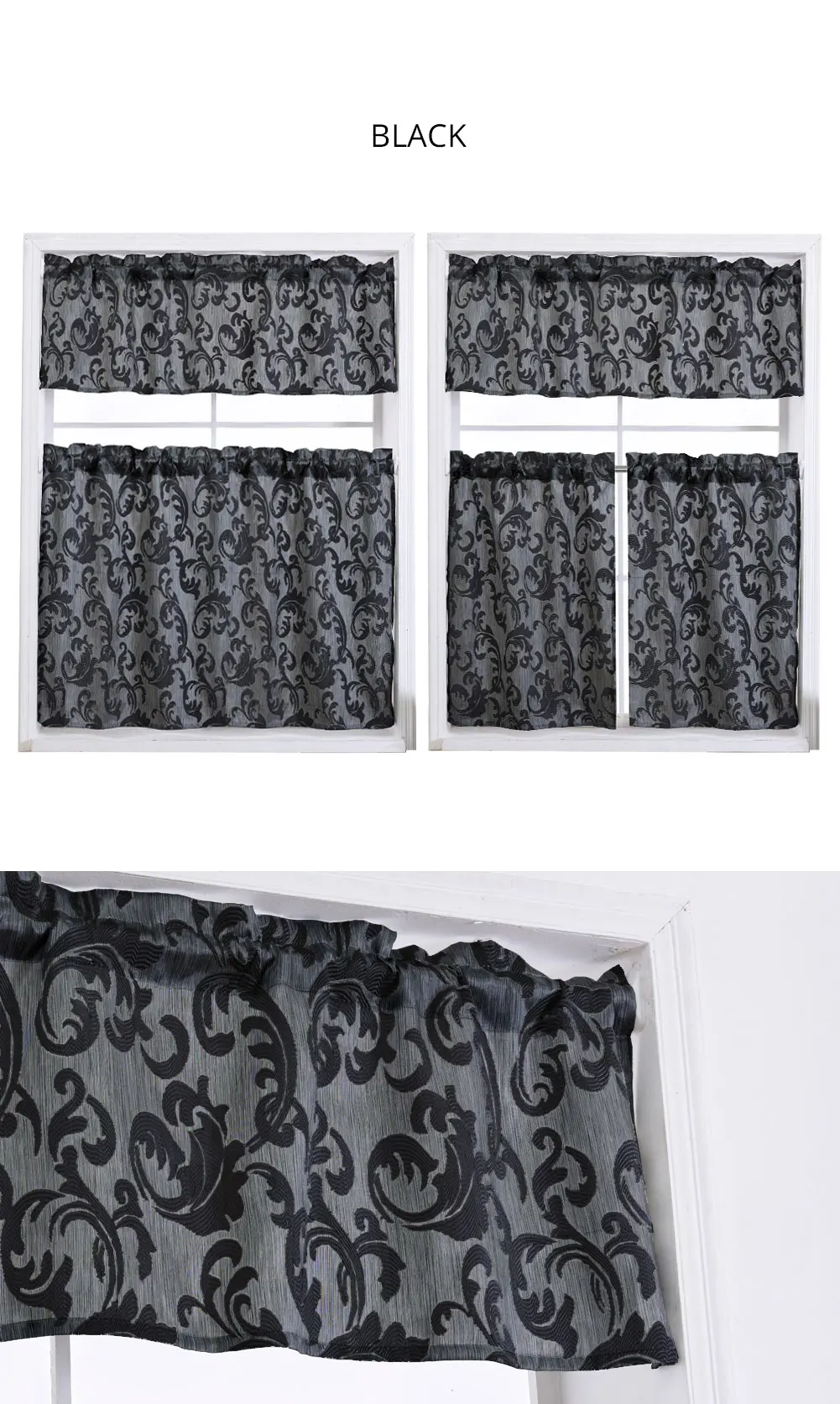 TL-SMT301_NAPEARL Short Leaves Jacquard Drops Semi Shade Curtains For Kitchen Windows European Design Fabric Rod Pocket Drapery All Match (7)