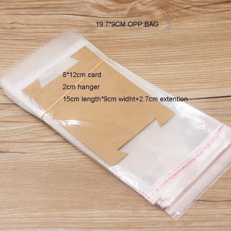 100 шт Различные размеры ювелирные изделия Клип-карта для волос соответствующие пластиковые opp мешок прозрачные самоклеющиеся уплотнения пластиковые упаковочные сумки мешки для хранения - Цвет: 19.7x9cm