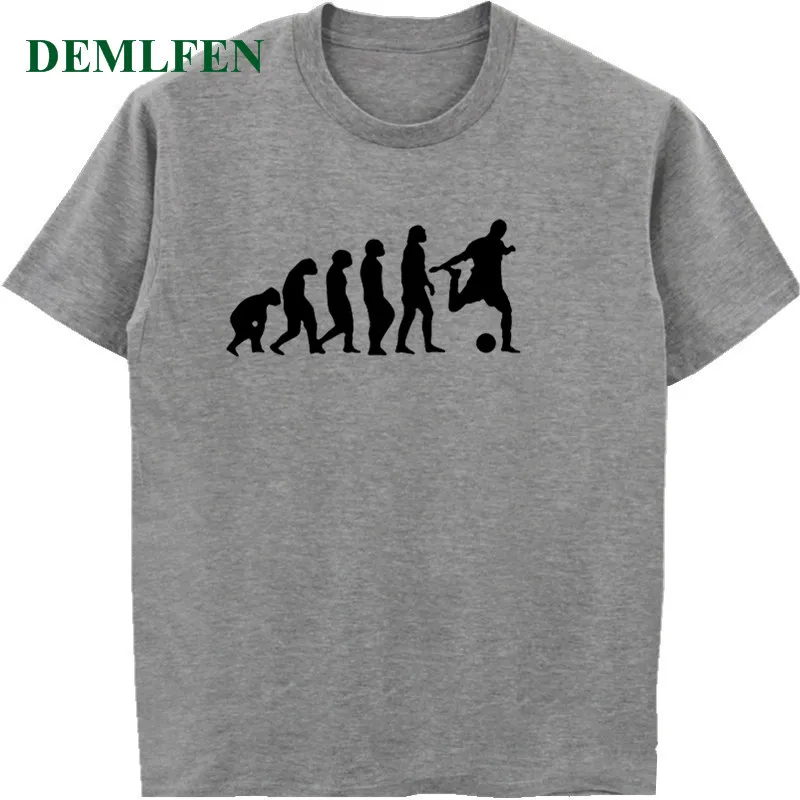 

New Summer Funny Evolution Of Footballer T Shirt Men's Short Sleeve Cotton T-shirt Casual Tees Tops Streetwear