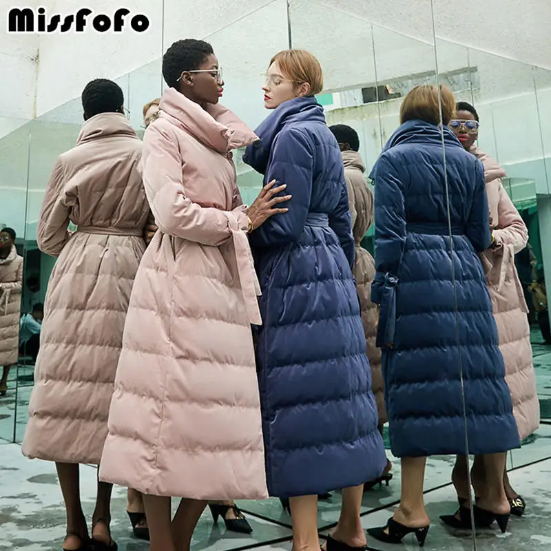 MissFoFo Модный женский пуховик на утином пуху, однобортный, тонкий, с карманами, с регулируемой талией, розовый, синий, S-XXL, высокое качество