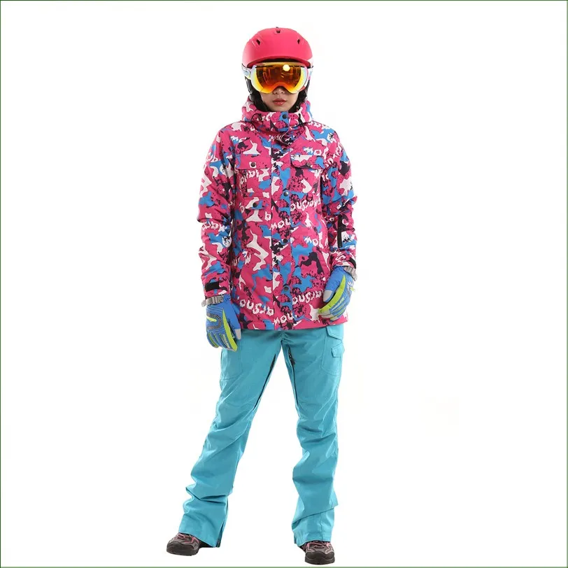 Kwj17n Водонепроницаемый спортивной одежды женский сноуборд Костюмы лыжный костюм Для женщин зимняя Лыжная одежда Топ с капюшоном зимние куртка и Брюки для девочек
