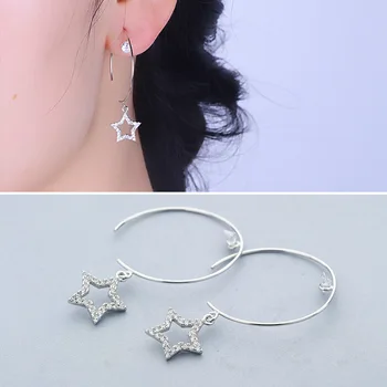 

Manufacturers Selling S925 Tremella Hanging Female Fashion Silver Jewelry A Pentagram Eardrop Undertakes