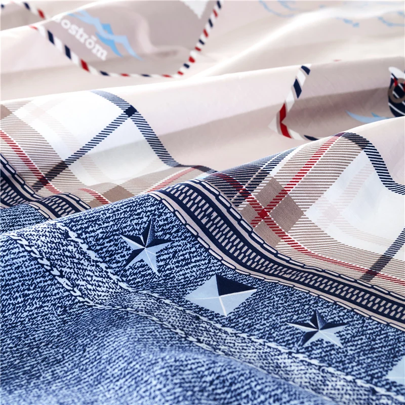Waliicorners 4pcs 100%Cotton Printed Bedding set Button Duvet Cover set Bedsheet Pillowcases Queen King Size bed linen 70 _MG_5326-3