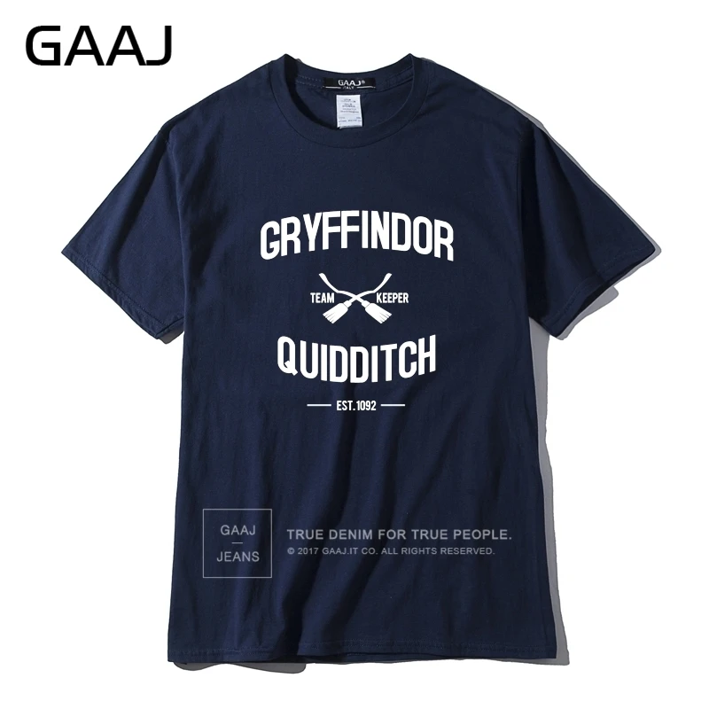 "Gryffindor Quidditch Team" Мужская футболка Homme с круглым вырезом, футболки для мужчин, высокое качество, футболка, модный топ с коротким рукавом# CZ2X5 - Цвет: Navy Blue