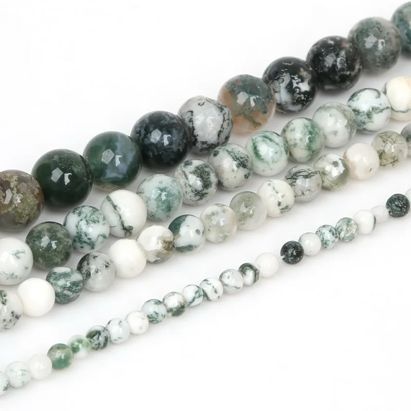 New Arrival! Natural Stone Beads Moss Round Shape Loose Beads Dia. 4/6/8/10mm for Diy Jewelry Making Bracelet Necklace