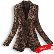 Высокая улица размера плюс Леопардовый принт Блейзер костюм куртка на одной пуговице 2Xl 3Xl женская уличная верхняя одежда повседневное пальто с длинным рукавом