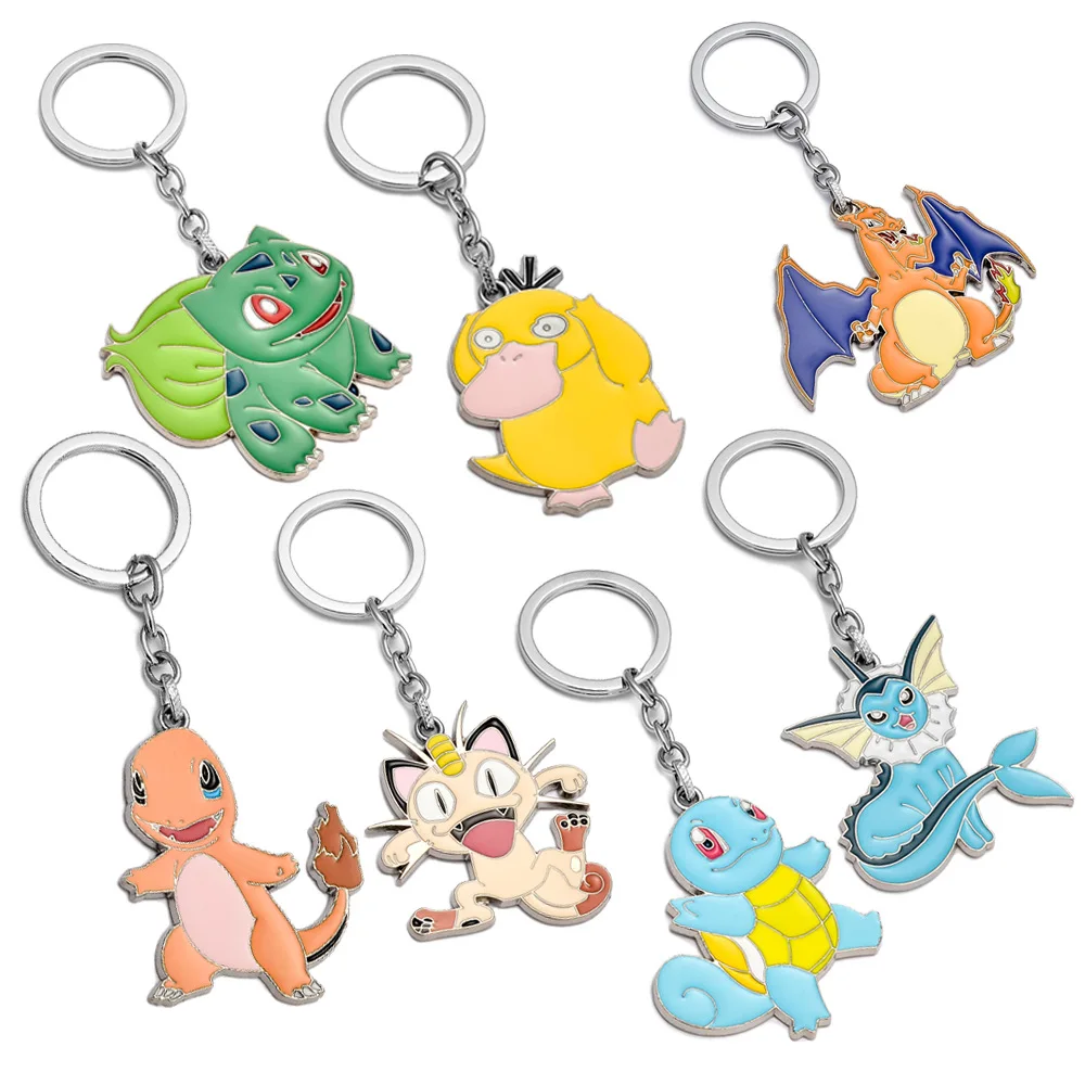 

11 Types Cartoon Pokemon Go Pocket Monsters Keychain Metal Pendant Key Chains Pikachu Charms Animal Keyring Men Women Jewelry