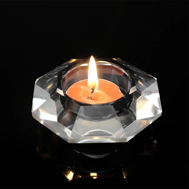Octagon Glass Crystal Candle Holder Candlestick Centerpieces