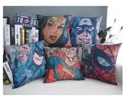 Американских комиксов Супермен Человек-паук Wonder Woman Чехлы наволочка офис диван Бросьте наволочку Декор дома наволочка