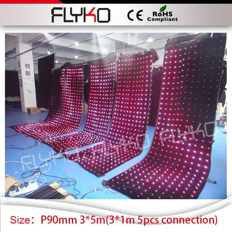 

seamless zipper connection 5pcs mini led curtains 3*1m dj video booth 3x5m P9 video curtain