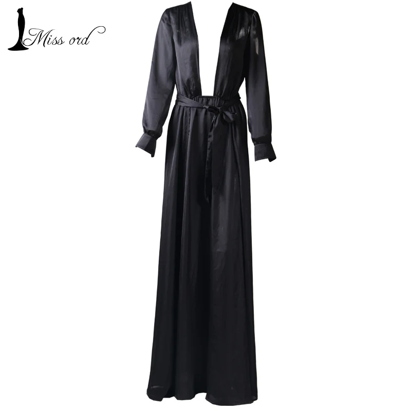  Missord  2016 Sexy V-neck long-sleeved split dress FT2395 
