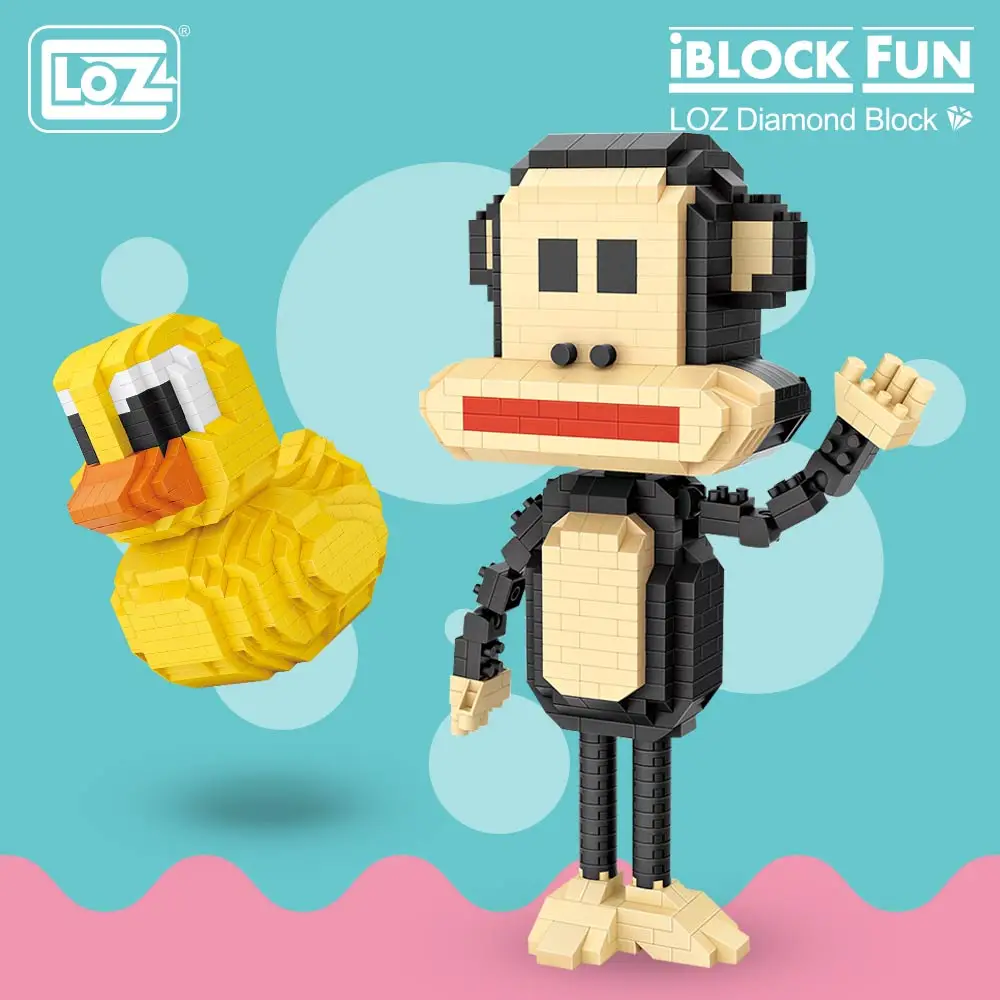 

LOZ Nano Blocks Monkey Duck Figure Cartoon Anime Animal Educational Kids Toys for Children Assembly 3D Mini Building Bricks DIY