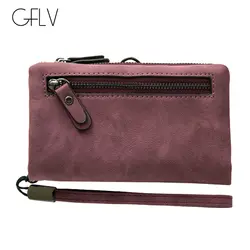 GFLV брендовый винтажный маленький кошелек женский 2 в 1 сумка для денег Скраб кожаный кошелек на молнии Кошелек для монет сумочка-ристлет