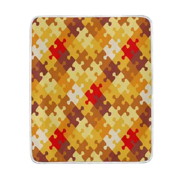 

Creative Puzzle Autumn Color Blanket Soft Warm Cozy Bed Couch Lightweight Polyester Blanket Throw