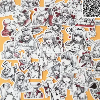 

28 Pcs Hand-painted Alice paper Sticker For Luggage Skateboard Phone Laptop Moto Bicycle/Eason Stickers/DIY Scrapbooking