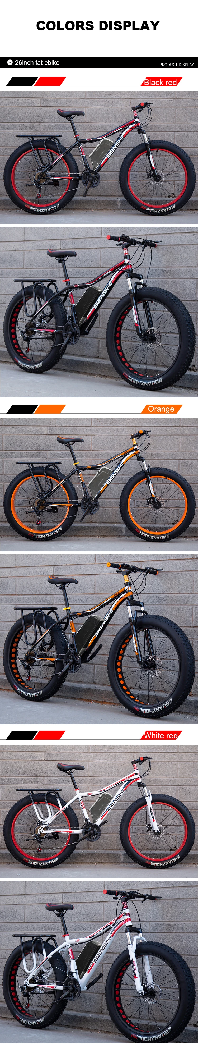 Flash Deal 26inch snow electric mountain bicycle 48V lithium battery 1500w motor fat ebike 4.0 tires MTB electric bike 18