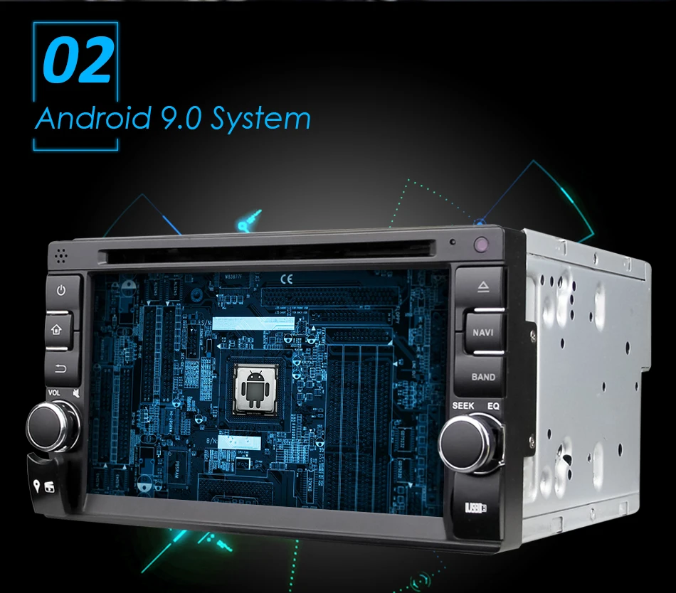 Excellent Eunavi Quad Core Universal 2 Din Android 9.0 Car radio dvd multimedia Player Capacitive Touch Screen Audio Stereo GPS Navigation 3