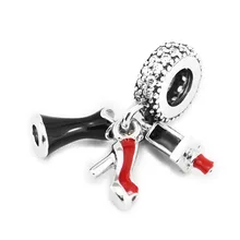 925 стерлингового серебра Смешанная эмаль гламурный трио Висячие шарики браслет DIY бусины для изготовления ювелирных изделий Berloque