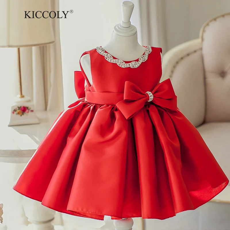 2017 Neue Sommer Babykleid Rot 6 Mt 2 T Baby Madchen Geburtstag Kleider Perlen Grossen Bogen Vestido Infant Taufe Kleid Baptism Christening Dress Christening Dressbaby Girl Birthday Dress Aliexpress