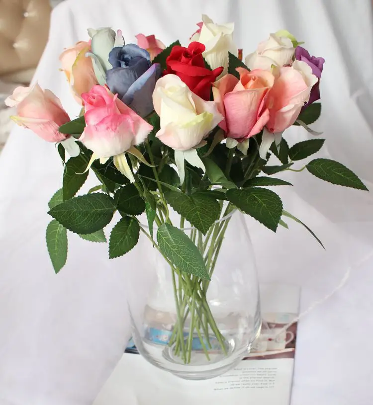 

10 PCS Fresh rose Artificial Flowers Real Touch rose Flores Flowers Home decorations for Wedding Party or Birthday fake flowers