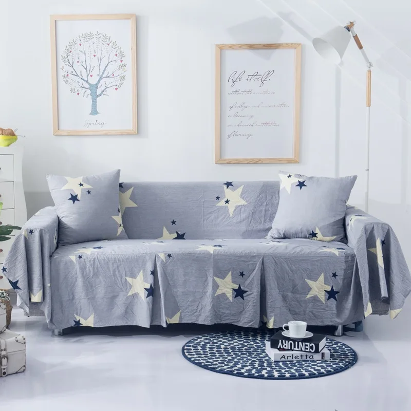

Thin Cloth Sofa Cover Grey Stars Pattern Armrest Couch Covers Dust-proof Sofa Seat Protector Home Decor Sofa Covering Towel