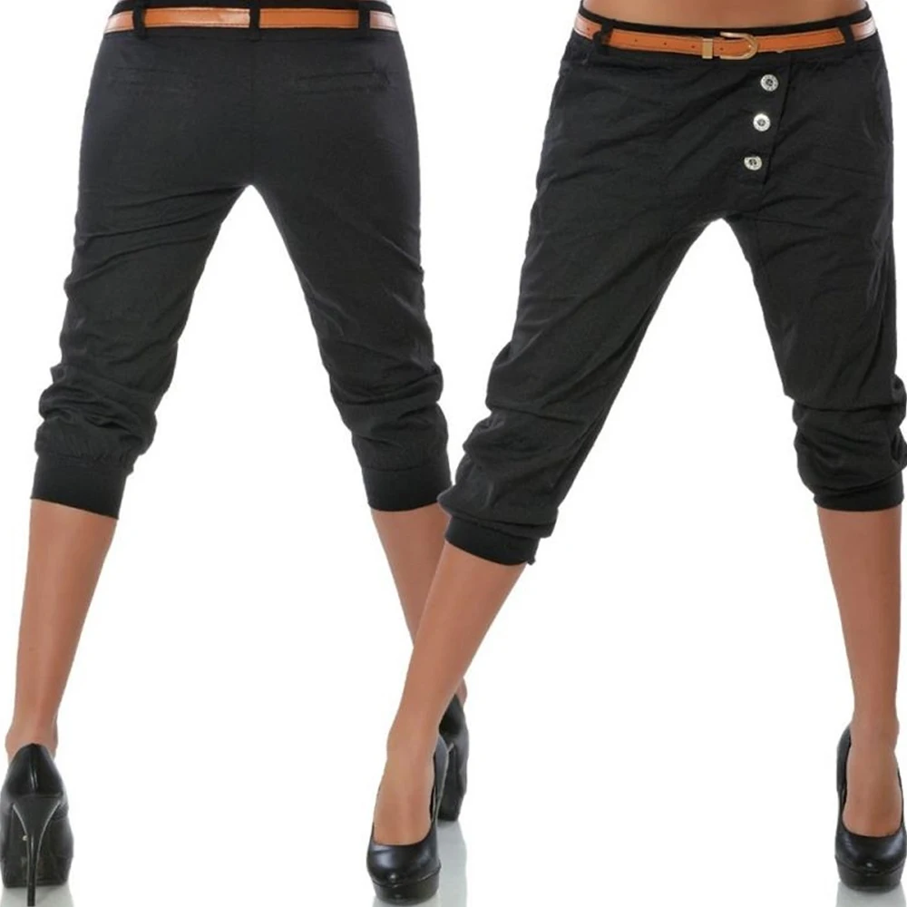 

NIBESSER Women Pencil Pants Oversize 5XL Solid Color Calf Length Pants Summer Casual 3/4 Trousers Fashion Capris 2019