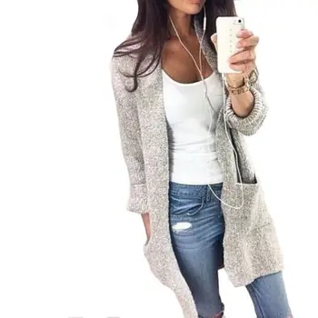 

Fashiom New Women Ladies Cardigan Long Sleeve Solid Open Front Casual Sweater All Size Women Clothing
