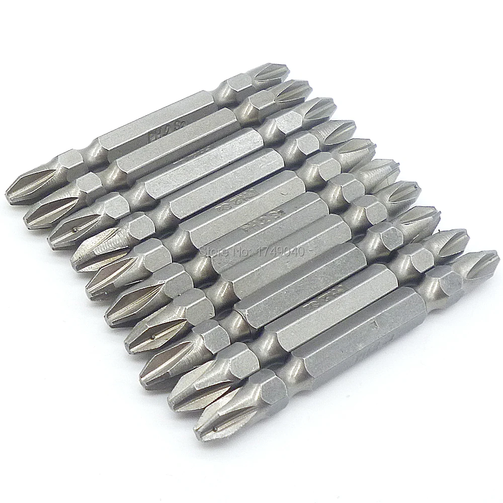 10pcs 1/4"(6.35mm) Hex Shank Double Ended Phillips Screwdriver Bits