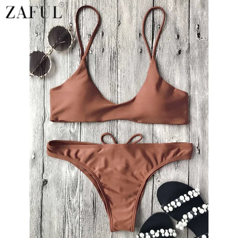 

ZAFUL Sexy Brazilian Bikini Set Lace Up Thong Bikini Swimwear Women Biquini Spaghetti Straps Bathing Suit Swimsuits Beach Wear