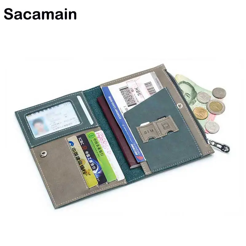 

Multifunction Fashion Unisex Genuine Leather Passport Holder Bank Credit Card & id Holder Passport Cover Business Travel Wallet