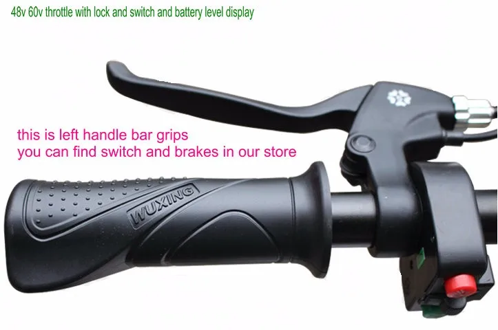 48v60v gas handle twist throttle with battery indicator&latching switch&lock/key electric scooter bicycle MTB part rolling grips