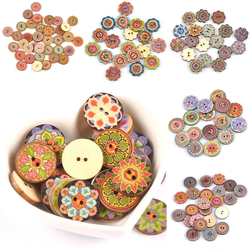 

Gear Sewing 20PCS/Lot Popular Hot Sale Handwork Painted Wood Buttons High Quality Sewing Accessories Clothing Crafts