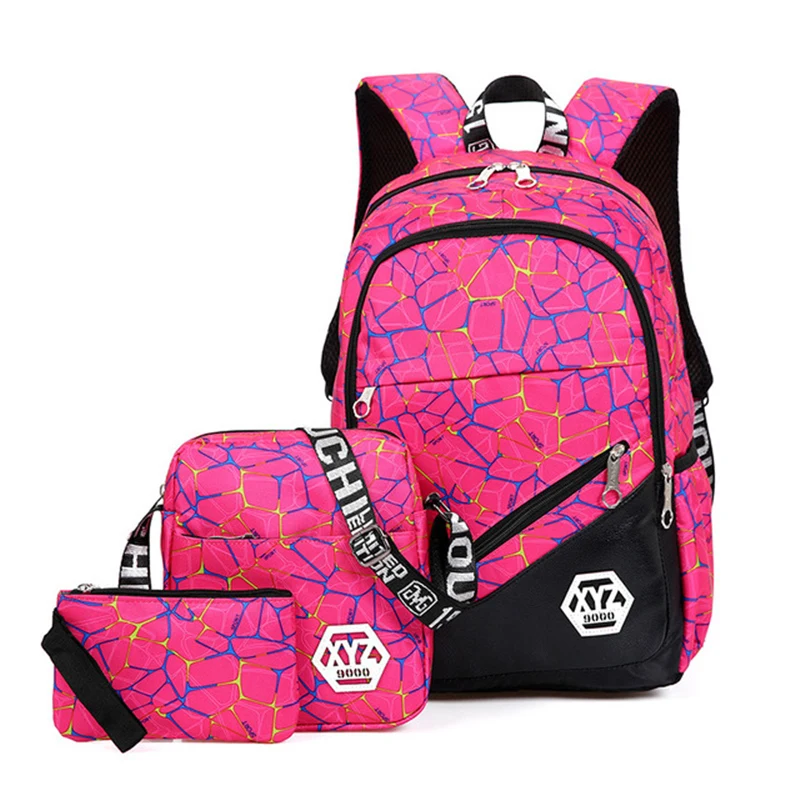 3 pcs/sets High Quality Canvas School Bag Fashion School Backpack for Teenagers Girls schoolbags kid backpacks mochila escolar цена 3 pcs/sets High Quality Canvas School Bag Fashion School Backpack for Teenagers Girls schoolbags kid backpacks mochila escolar цены онлайн
