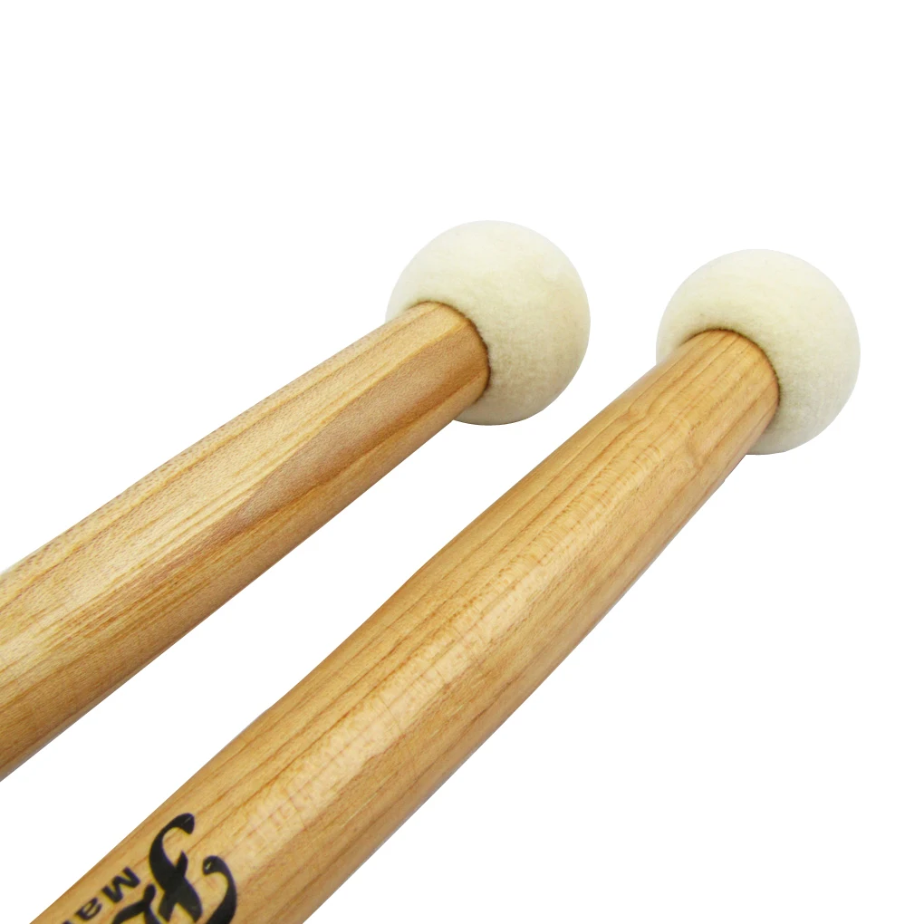 1 пара твердых фетровых головок тимпани Mallets Кленовая ручка Precussion Mallets палочки Барабанные аксессуары