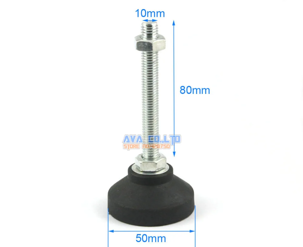 4 шт. M10 x 80 мм Регулируемая токарная ножка для мебели выравнивание ног Pad/50 мм база