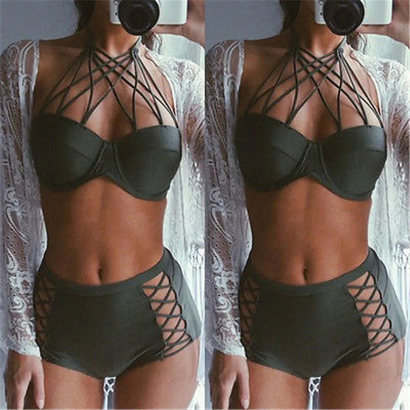 Сексуальное Бразильское бикини 2017 купальник Холтер высокий вырез maillot de bain
