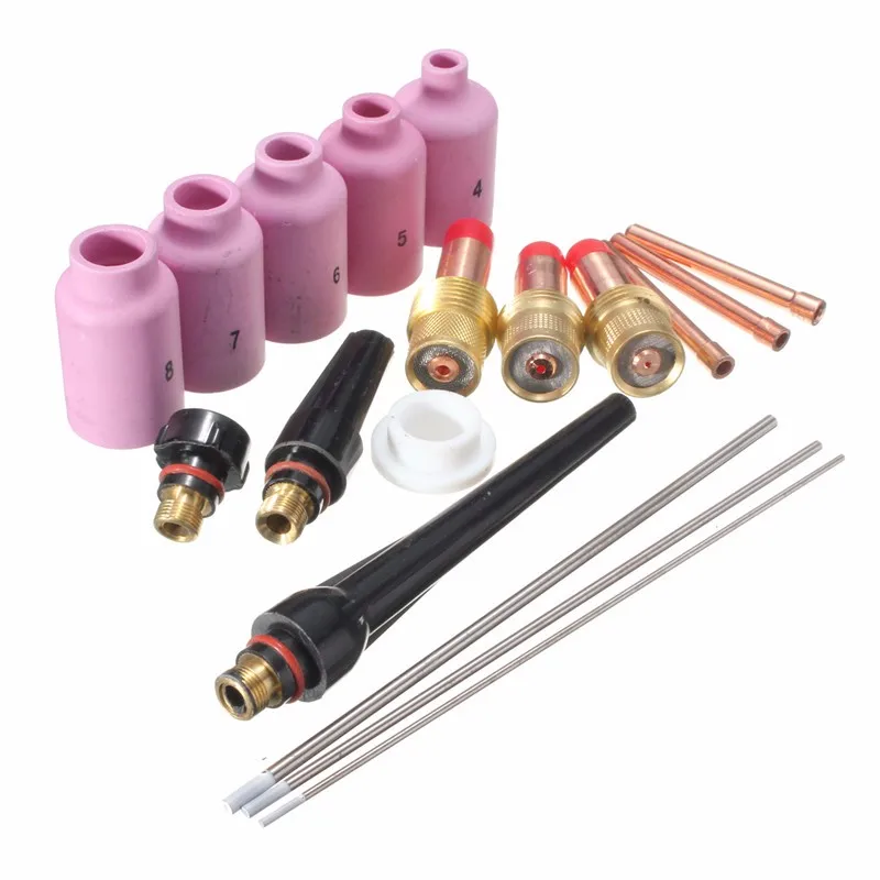 

Sale 18PCS TIG Welder Torch Cup Collet Body Nozzle High Quality Consumables Kit For TIG Torch Fit WP-17 WP-18 Free Post