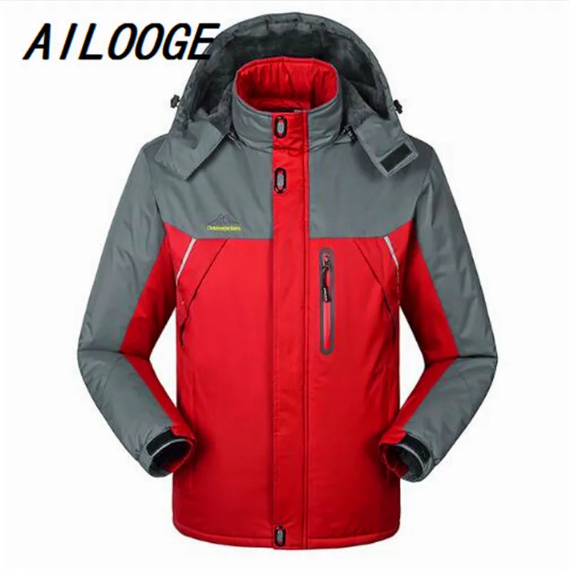

AILOOGE Hombre -30 C FIT Plus Thick Velvet Down & Parka Coat 6XL 7XL 8XL 9XL 2017 Warm Winter Jacket Men waterproof windproof